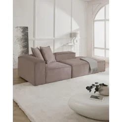 Chaise Longue Componibile In Velluto A Coste Lennon