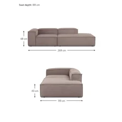 Chaise Longue Componibile In Velluto A Coste Lennon