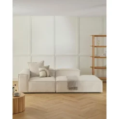 Chaise Longue Componibile In Velluto A Coste Lennon