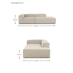 Chaise Longue Componibile In Velluto A Coste Lennon