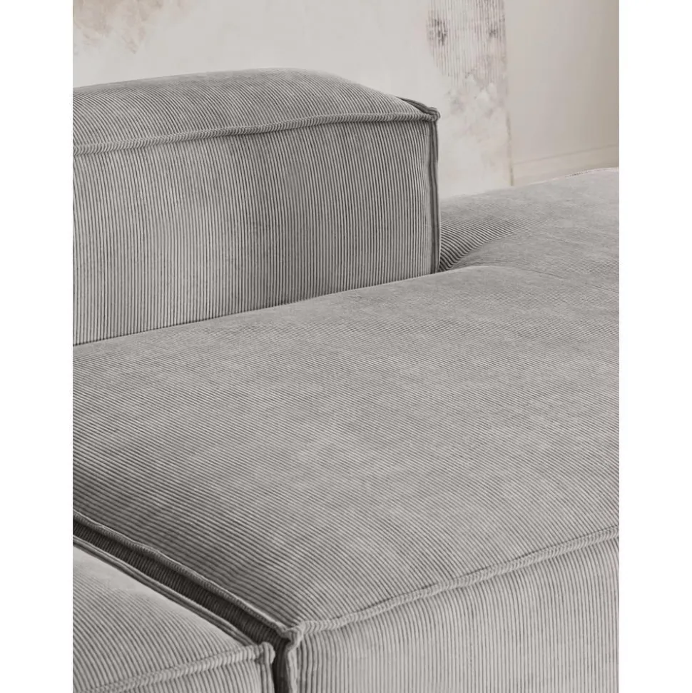 Chaise Longue Xl Componibile In Velluto A Coste Lennon