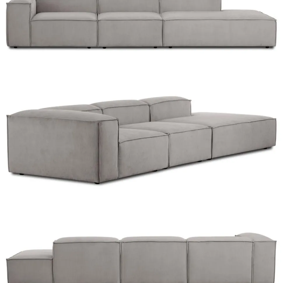 Chaise Longue Xl Componibile In Velluto A Coste Lennon