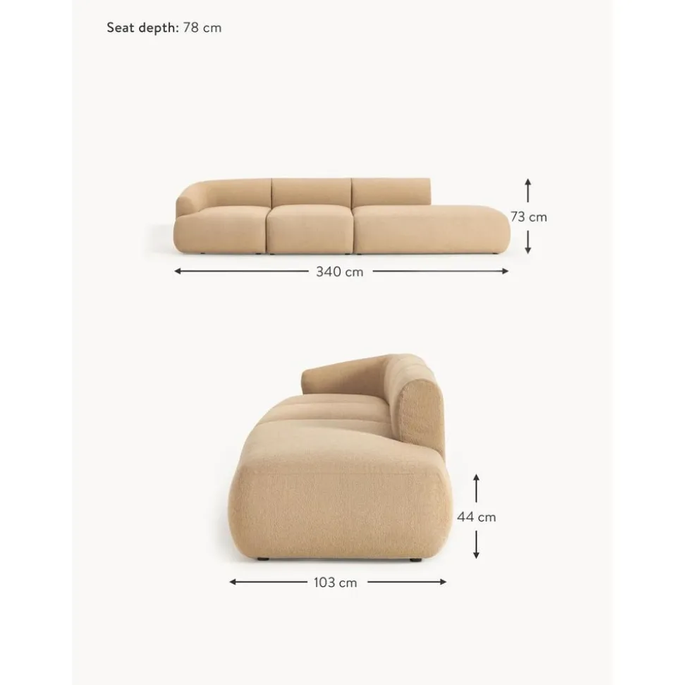 Chaise Longue Xl Componibile In Boucle Sofia