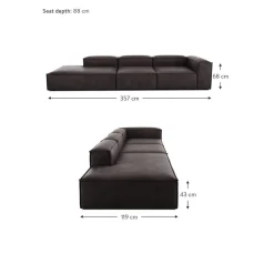 Chaise Longue Xl Componibile In Pelle Riciclata Lennon