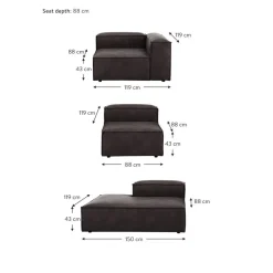 Chaise Longue Xl Componibile In Pelle Riciclata Lennon