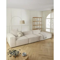 Chaise Longue Xl Componibile In Velluto A Coste Lennon