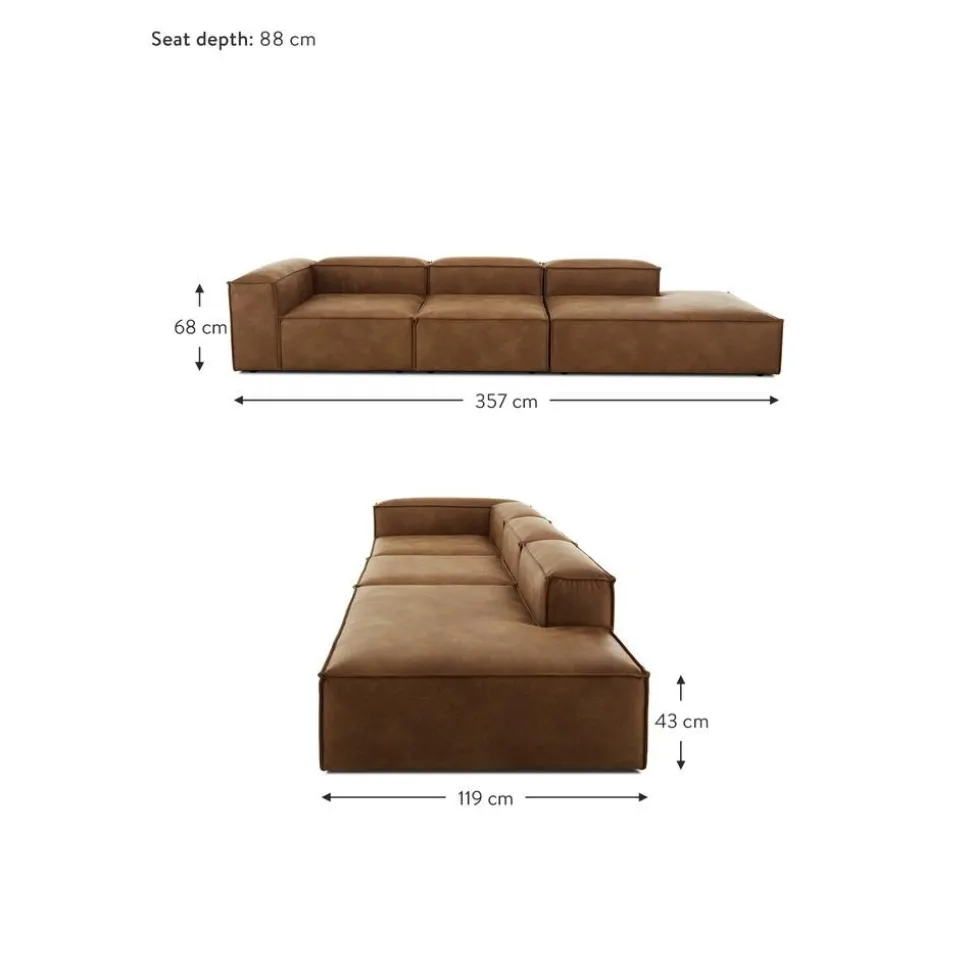 Chaise Longue Xl Componibile In Pelle Riciclata Lennon