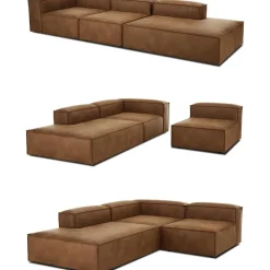 Chaise Longue Xl Componibile In Pelle Riciclata Lennon