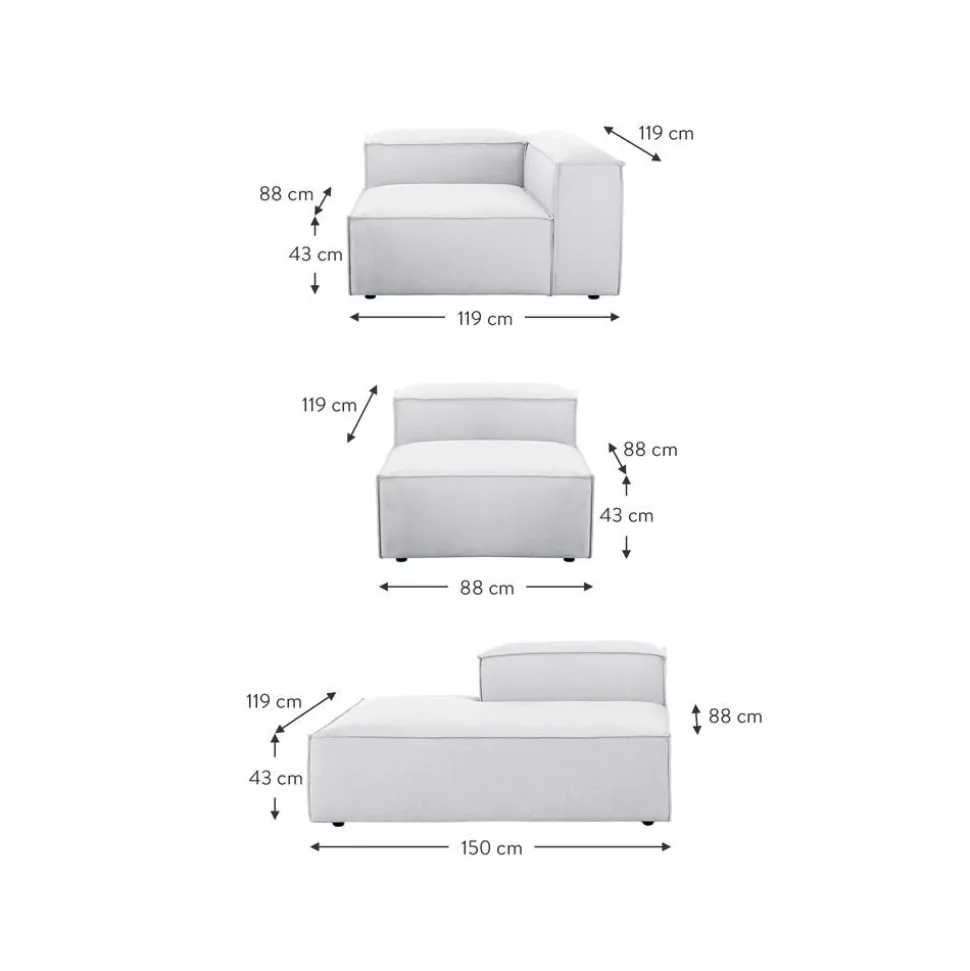 Chaise Longue Xl Componibile Lennon