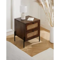 Comodino Con Cassetti Marrone Scuro Vienna