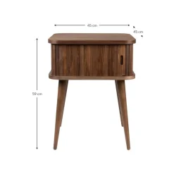 Comodino In Legno Con Anta Scorrevole E Frontale Scanalato Barbier