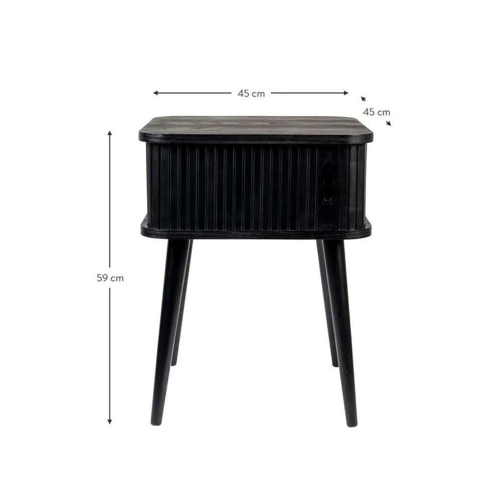 Comodino In Legno Con Anta Scorrevole E Frontale Scanalato Barbier