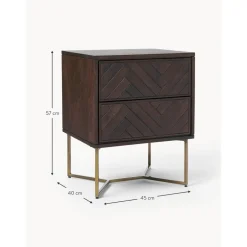 Comodino In Legno Di Mango Massiccio Con Cassetti Luca