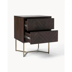 Comodino In Legno Di Mango Massiccio Con Cassetti Luca