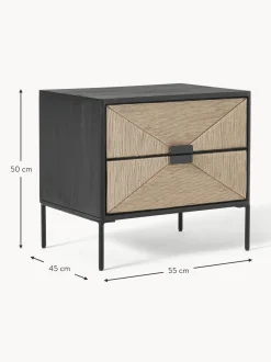 Comodino In Legno Di Mango Massiccio Con Cassetti June