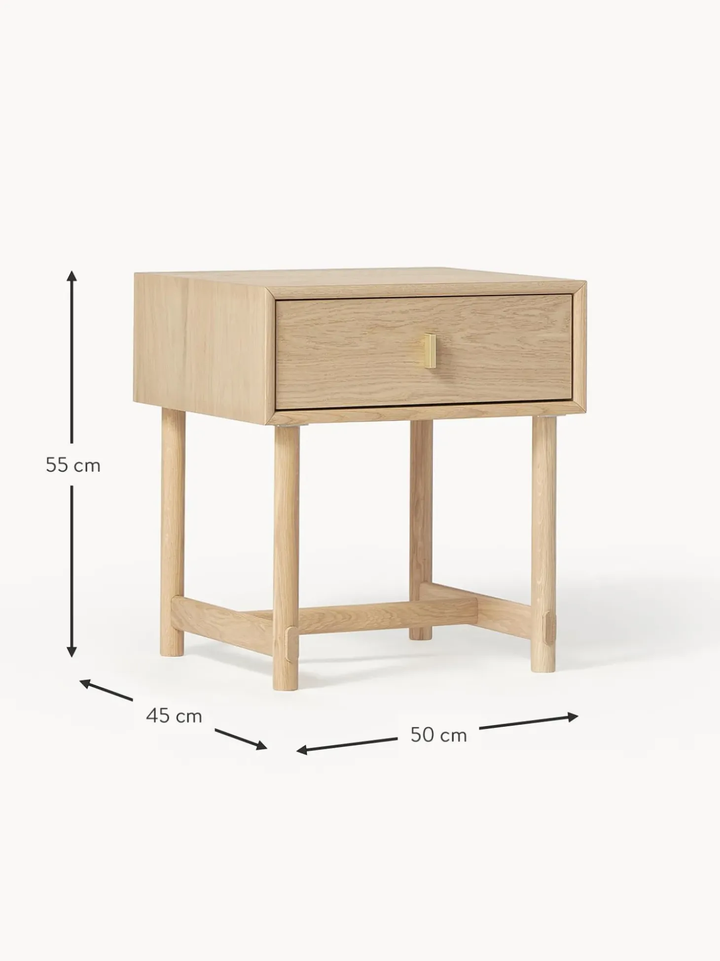 Comodino In Legno Di Quercia Con Cassetto Diana