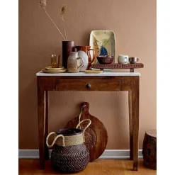 Consolle In Legno Di Mango Con Piano In Marmo Hauge