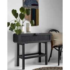 Consolle In Legno Di Teak E Rattan Merge