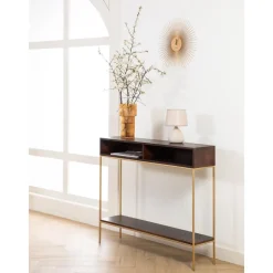 Consolle In Legno Massiccio Con Vani A Giorno Lyle