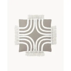 Copricuscino Con Dettagli Trapuntati E Frange Ivor