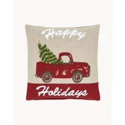 Copricuscino Con Raffinati Dettagli Ricamati Happy Holidays