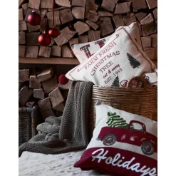 Copricuscino Con Raffinati Dettagli Ricamati Happy Holidays