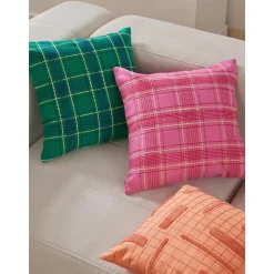 Copricuscino In Cotone A Quadri Con Ricamo Orla