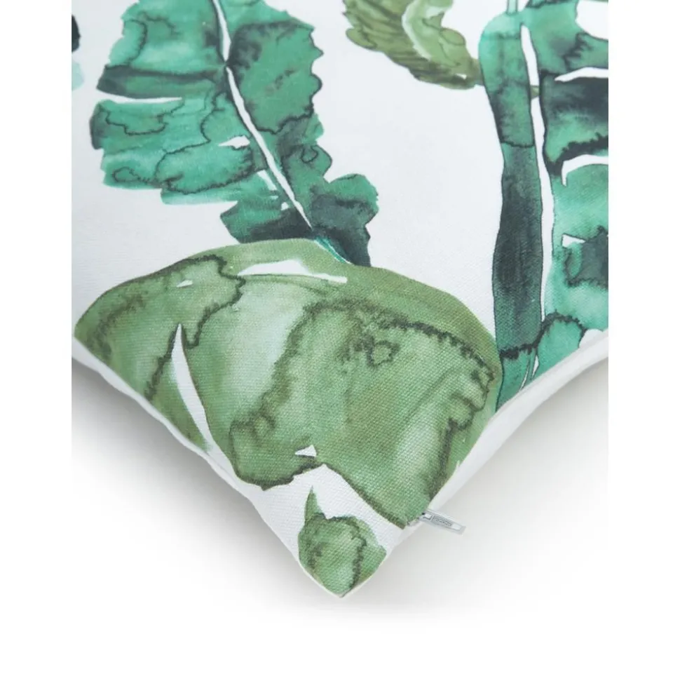 Copricuscino In Cotone Con Motivo Foglie Shade