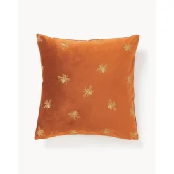 Copricuscino In Velluto Ricamato Nora