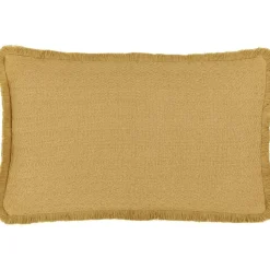 Copricuscino Reversibile Color Giallo Con Frange Decorative Loran