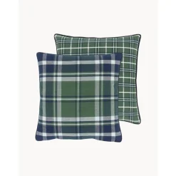 Copricuscino Reversibile A Quadri Con Bordino Stirling