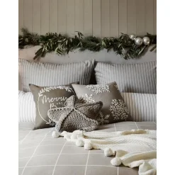 Copricuscino Ricamata Color Grigio Snowflake