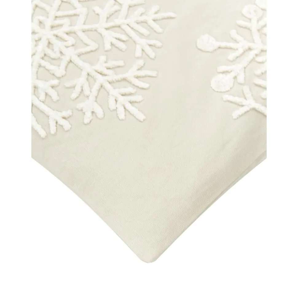 Copricuscino Ricamata Color Beige Snowflake