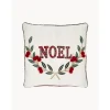 Copricuscino Ricamata Con Bordino E Scritta Noel