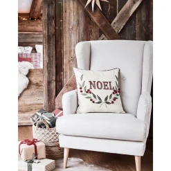 Copricuscino Ricamata Con Bordino E Scritta Noel