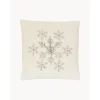 Copricuscino Ricamata In Velluto Bianco Crema Con Bordino Snowflake