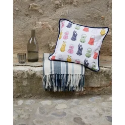 Copricuscino Stampato Con Bordino In Velluto Marietta