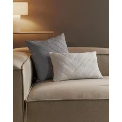 Copricuscino Strutturato In Lino Grigio Malia