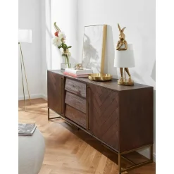 Credenza A Spina Di Pesce Con Ante E Finitura In Legno D'Acacia Class