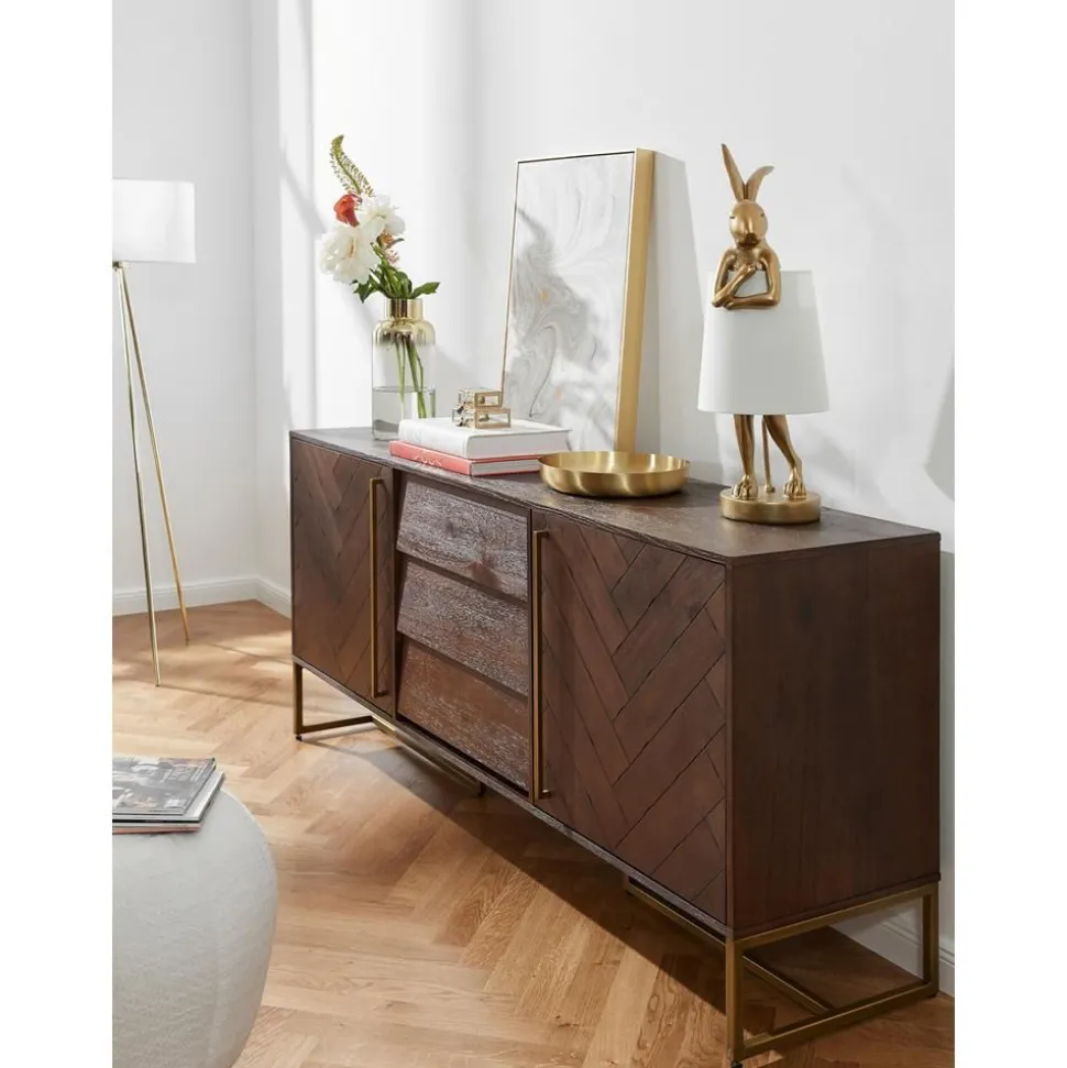 Credenza A Spina Di Pesce Con Ante E Finitura In Legno D'Acacia Class