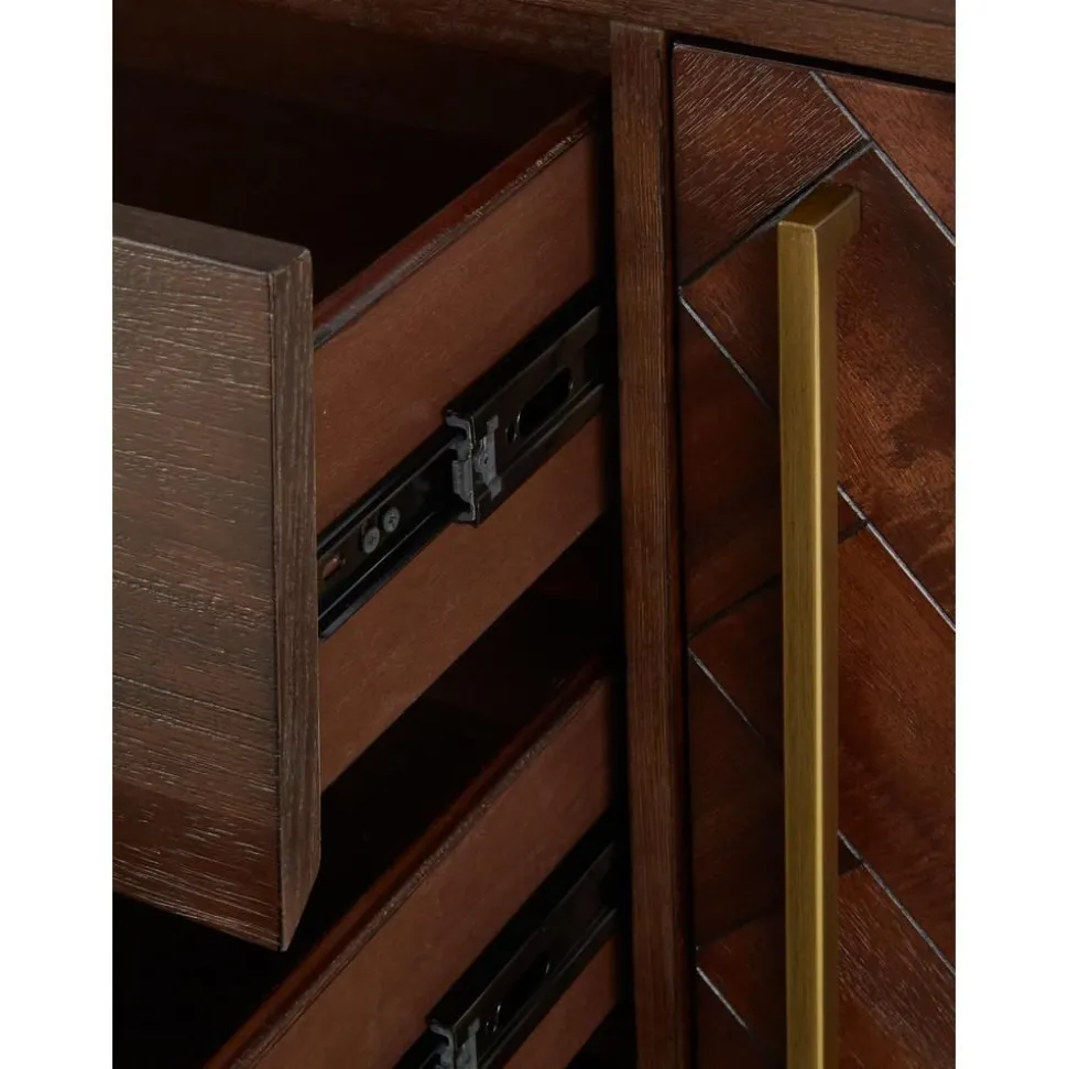 Credenza A Spina Di Pesce Con Ante E Finitura In Legno D'Acacia Class