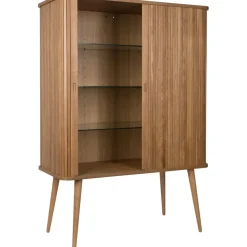 Credenza Alta Retro Con Ante Scorrevoli Scanalate Barbier