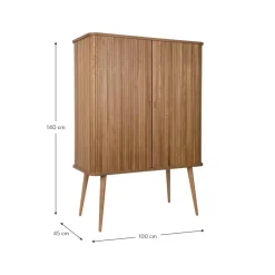 Credenza Alta Retro Con Ante Scorrevoli Scanalate Barbier