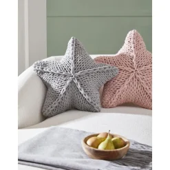 Cuscino A Maglia Grossa Color Grigio Chiaro Sparkle