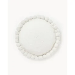 Cuscino Arredo Imbottito Bianco Con Pompon Deva