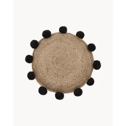 Cuscino Arredo In Juta Con Pompon Fiko