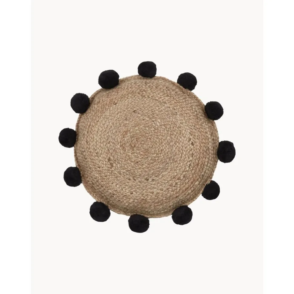 Cuscino Arredo In Juta Con Pompon Fiko