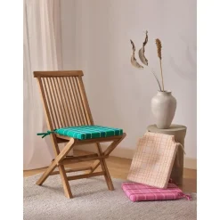 Cuscino Sedia In Cotone A Quadri Con Ricamo Orla