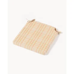 Cuscino Sedia In Cotone A Quadri Con Ricamo Orla