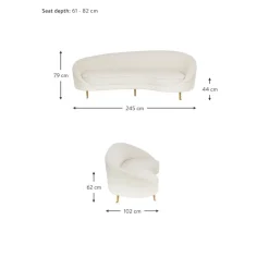 Divano 3 Posti A Fagiolo In Boucle Gatsby